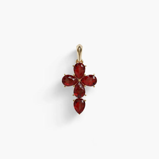Small Garnet Cross Pendant