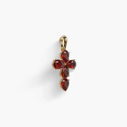 Small Garnet Cross Pendant