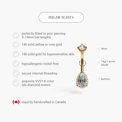 La Femme Pave 1.0 ct. Step Cut Diamond Belly Ring
