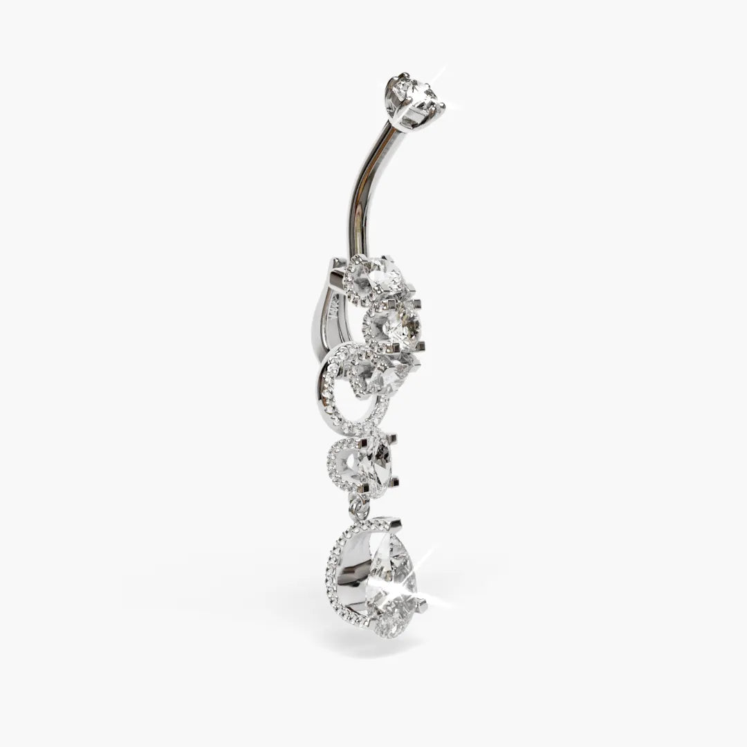 Swan Dome Belly Ring Moissanite Belly Ring White Gold