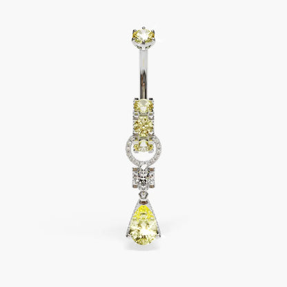 Swan Yellow Dome Belly Ring Moissanite Belly Ring White Gold