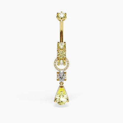 Swan Yellow Dome Belly Ring Moissanite Belly Ring