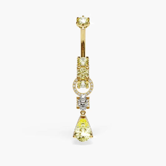 Swan Yellow Dome Belly Ring Moissanite Belly Ring