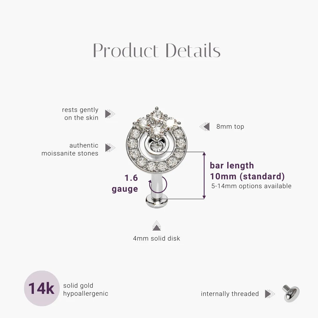 Twilight Moissanite Belly Ring White Gold