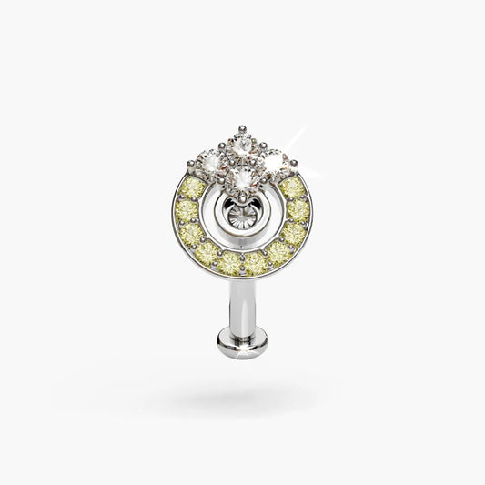 Twilight Lemon Drop Moissanite Belly Ring White Gold