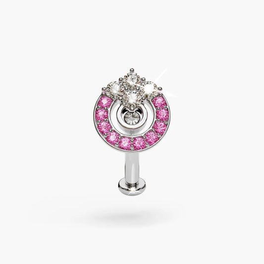 Twilight Pink Moissanite Belly Ring White Gold