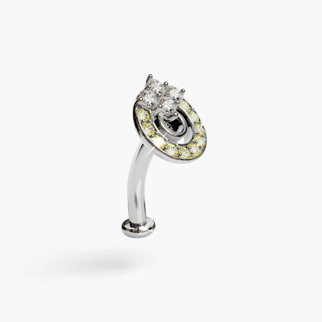 Twilight Lemon Drop Moissanite Belly Ring White Gold