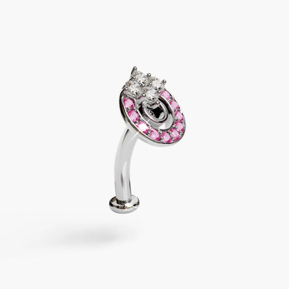 Twilight Pink Moissanite Belly Ring White Gold