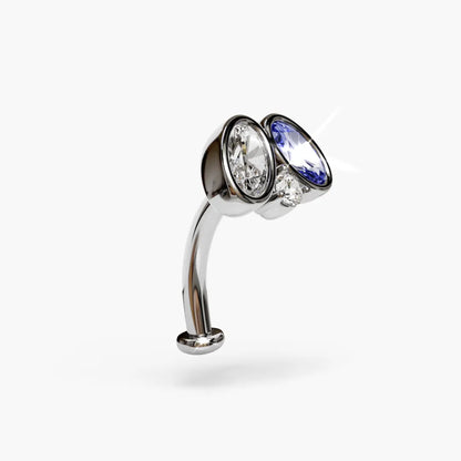 Toi et Moi Sapphire Moissanite Belly Ring White Gold