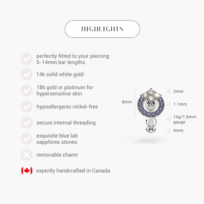 Twilight Sapphire Blue Belly Ring White Gold