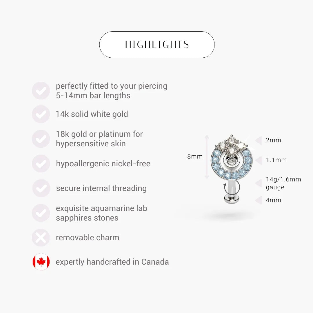 Twilight Hypnotic Sapphire Belly Ring White Gold