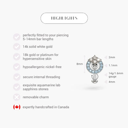 Twilight Hypnotic Sapphire Belly Ring White Gold