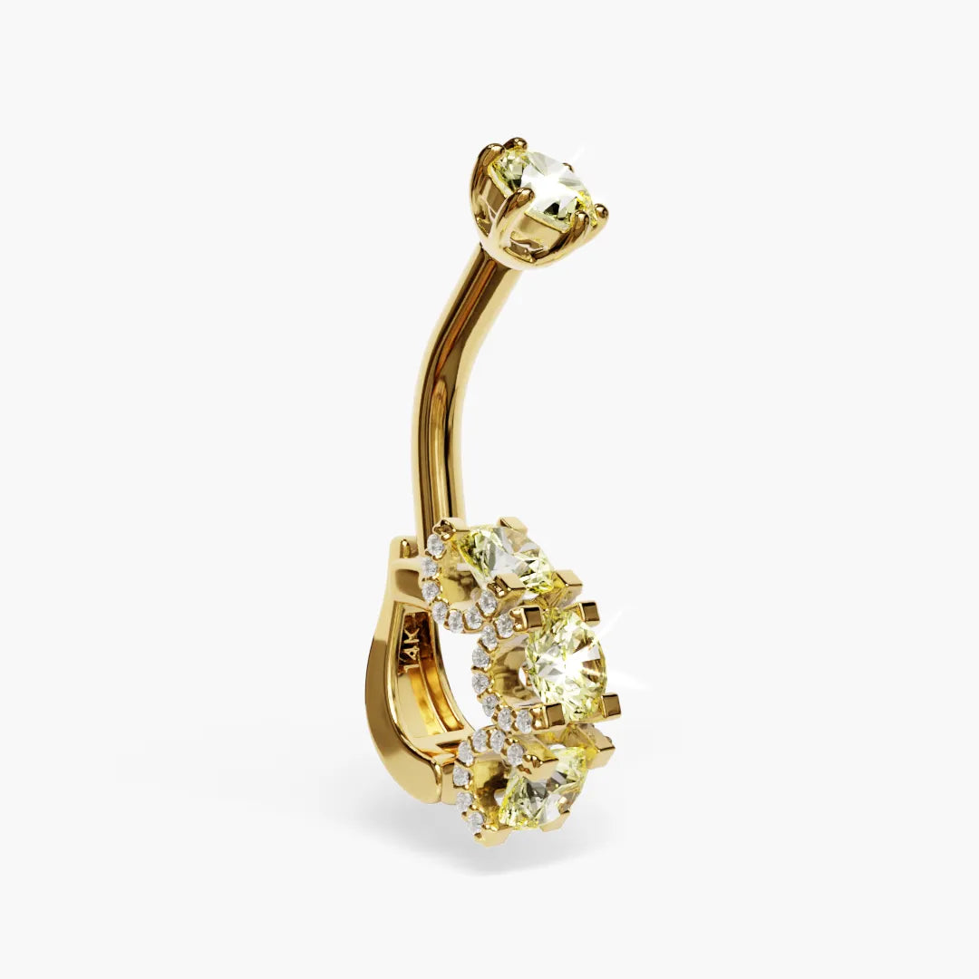 Swan Yellow Dome Belly Ring Moissanite Belly Ring