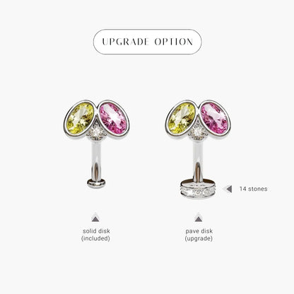 Toi et Moi Lemon & Pink Moissanite Belly Ring White Gold