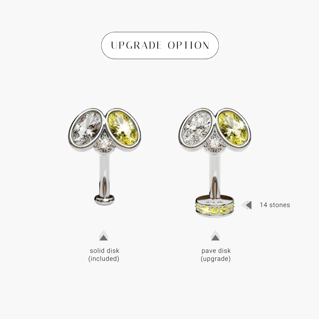 Toi et Moi Lemon Drop Moissanite Belly Ring White Gold