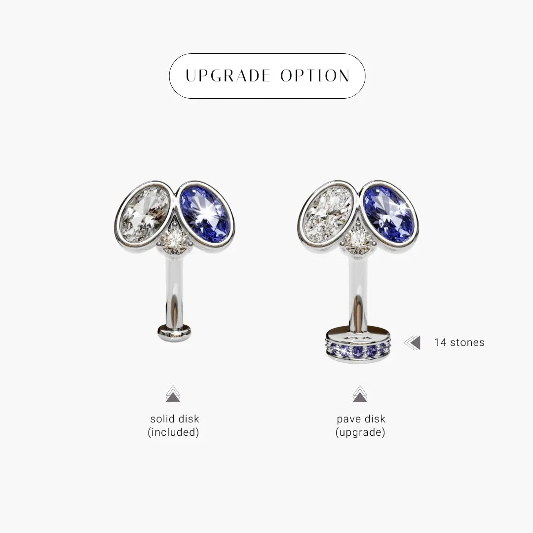 Toi et Moi Sapphire Moissanite Belly Ring White Gold