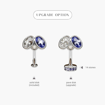 Toi et Moi Sapphire Moissanite Belly Ring White Gold