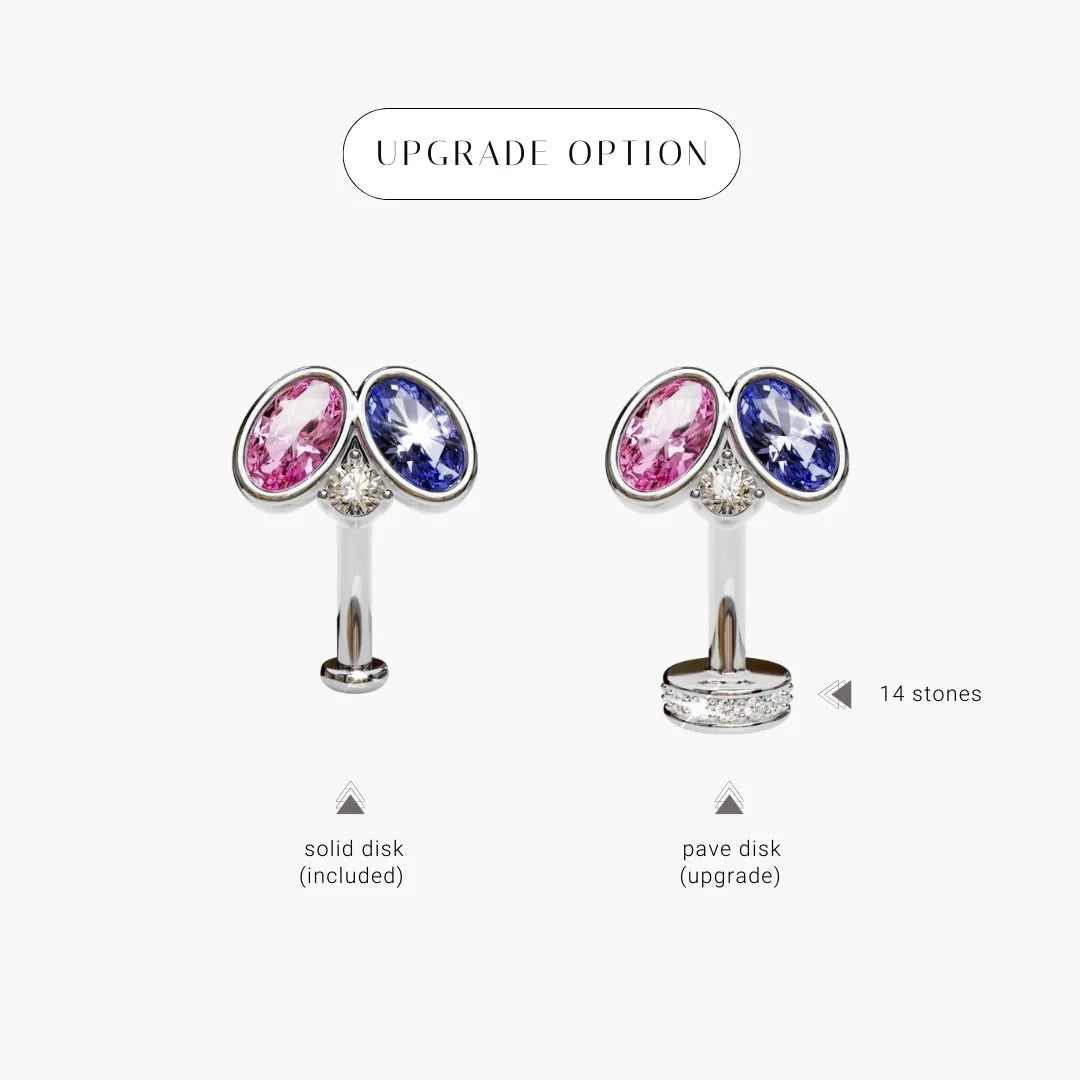 Toi et Moi Pink & Sapphire Moissanite Belly Ring White Gold