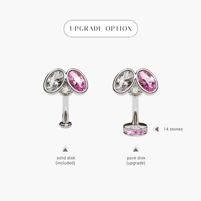 Toi et Moi Pink Lady Moissanite Belly Ring White Gold