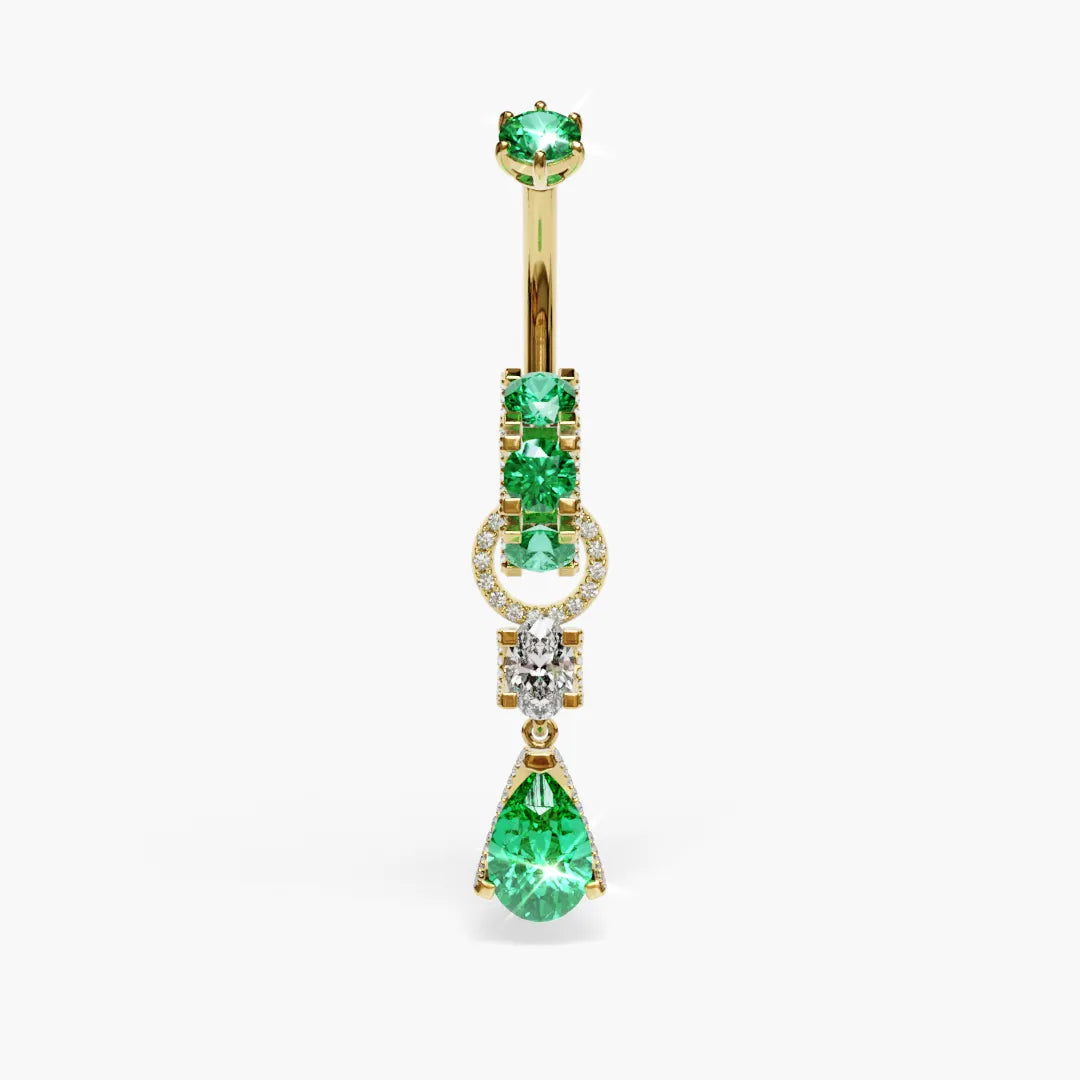 Swan Green Dome Belly Ring Moissanite Belly Ring