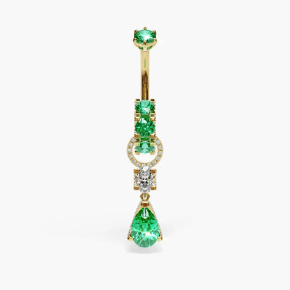 Swan Green Dome Belly Ring Moissanite Belly Ring