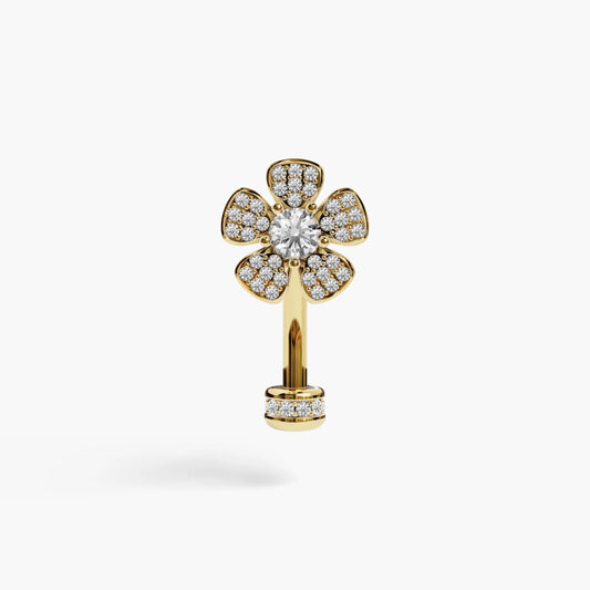 Wildflower Lab Diamond Reverse Belly Ring, Yellow & Rose Gold