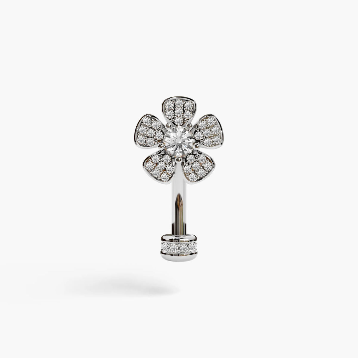 Wildflower Lab Diamond Reverse Belly Ring, White Gold & Platinum