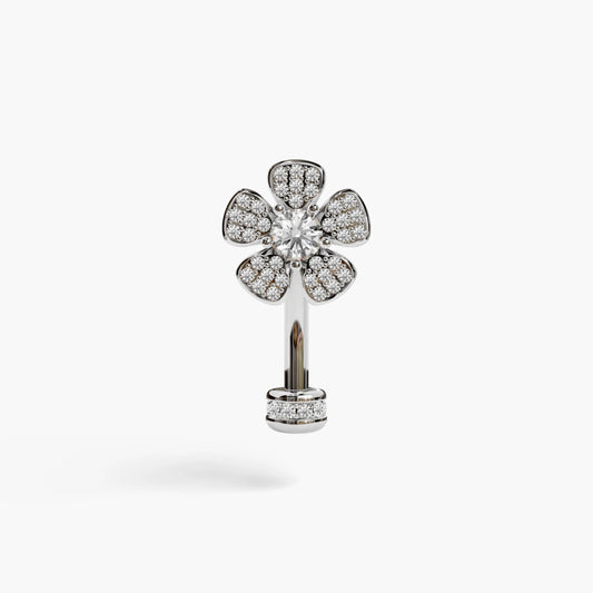 Wildflower Lab Diamond Reverse Belly Ring, White Gold & Platinum