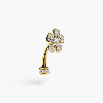 Wildflower Lab Diamond Reverse Belly Ring, Yellow & Rose Gold