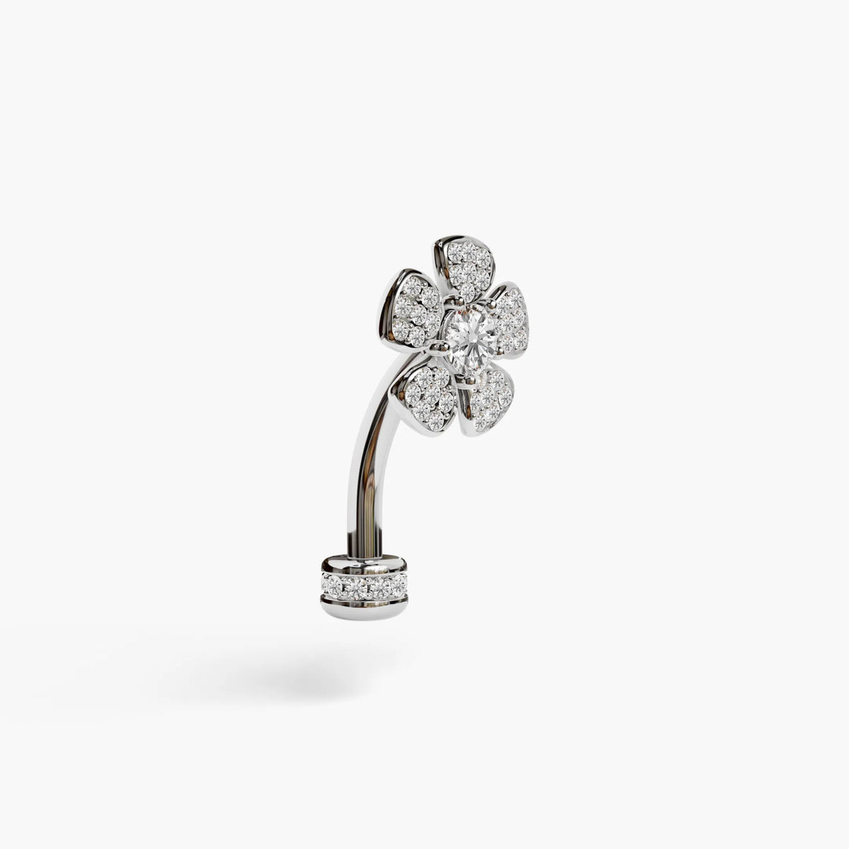 Wildflower Lab Diamond Reverse Belly Ring, White Gold & Platinum