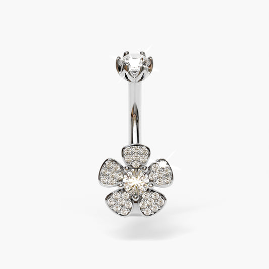 Wildflower Lab Diamond Dome Belly Ring White Gold