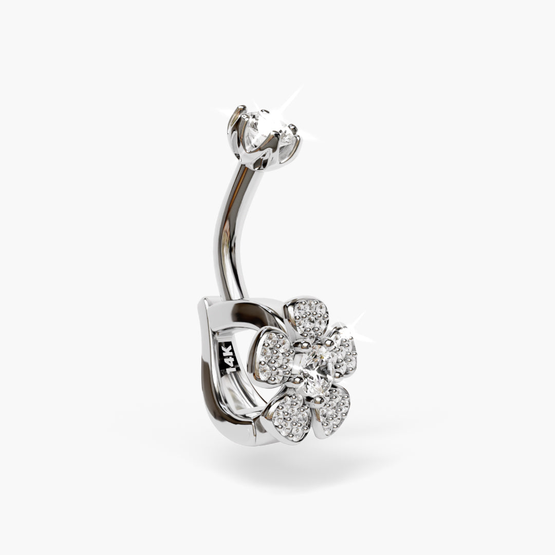 Wildflower Lab Diamond Dome Belly Ring White Gold
