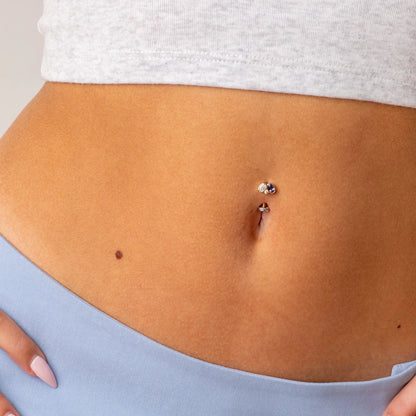 Toi et Moi Sapphire Moissanite Belly Ring