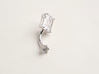 Emerald 9mm Topaz Belly Ring White Gold