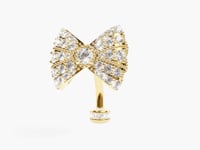Lover's Bow Lab Diamond Floating Belly Ring, Yellow & Rose Gold