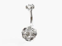 Eternal Frost Rose Lab Diamond Dome Belly Ring White Gold