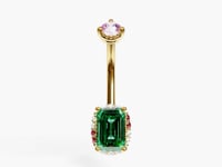 La Femme Emerald Envy Pavé 0.7 ct. Belly Ring, Yellow & Rose Gold