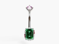 La Femme Emerald Envy Pavé 0.7 ct. Belly Ring, White Gold & Platinum