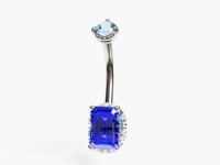 La Femme Emerald Cobalt Pavé 0.7 ct. Belly Ring, White Gold & Platinum