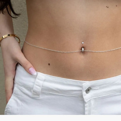 Paperclip Belly Chain Silver