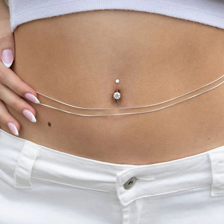 Double Classic Belly Chain Silver