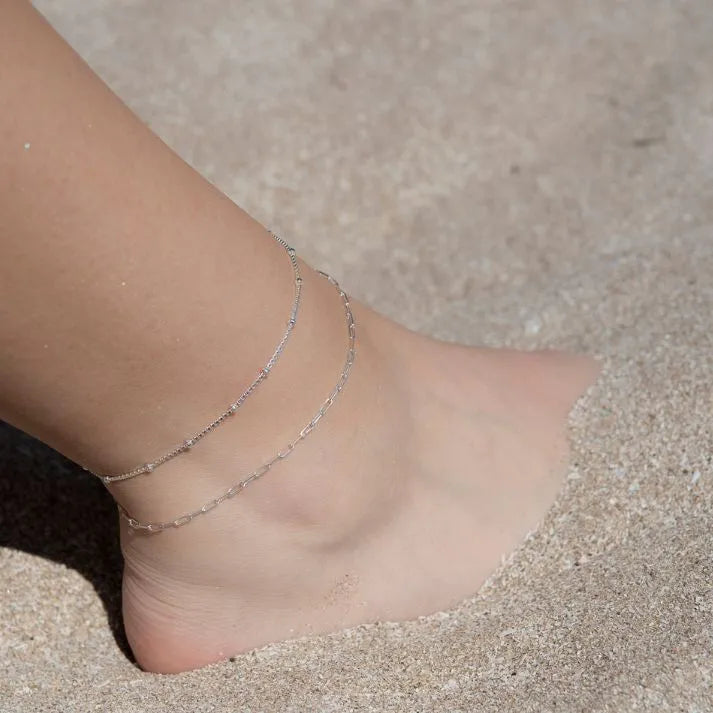 Paperclip Anklet Silver