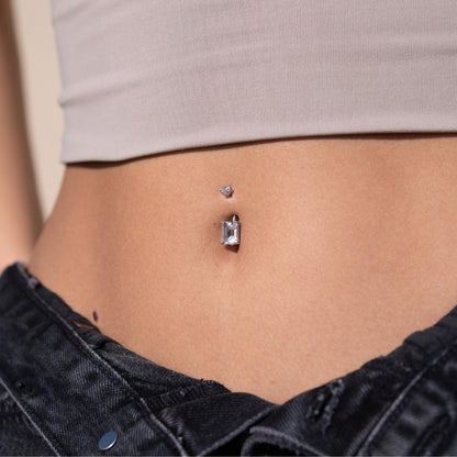 Emerald Topaz Belly Ring White Gold - Jolie Co Jewelry