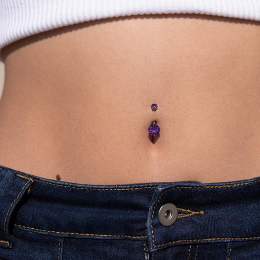 Orb Amethyst Belly Ring White Gold - Jolie Co Jewelry