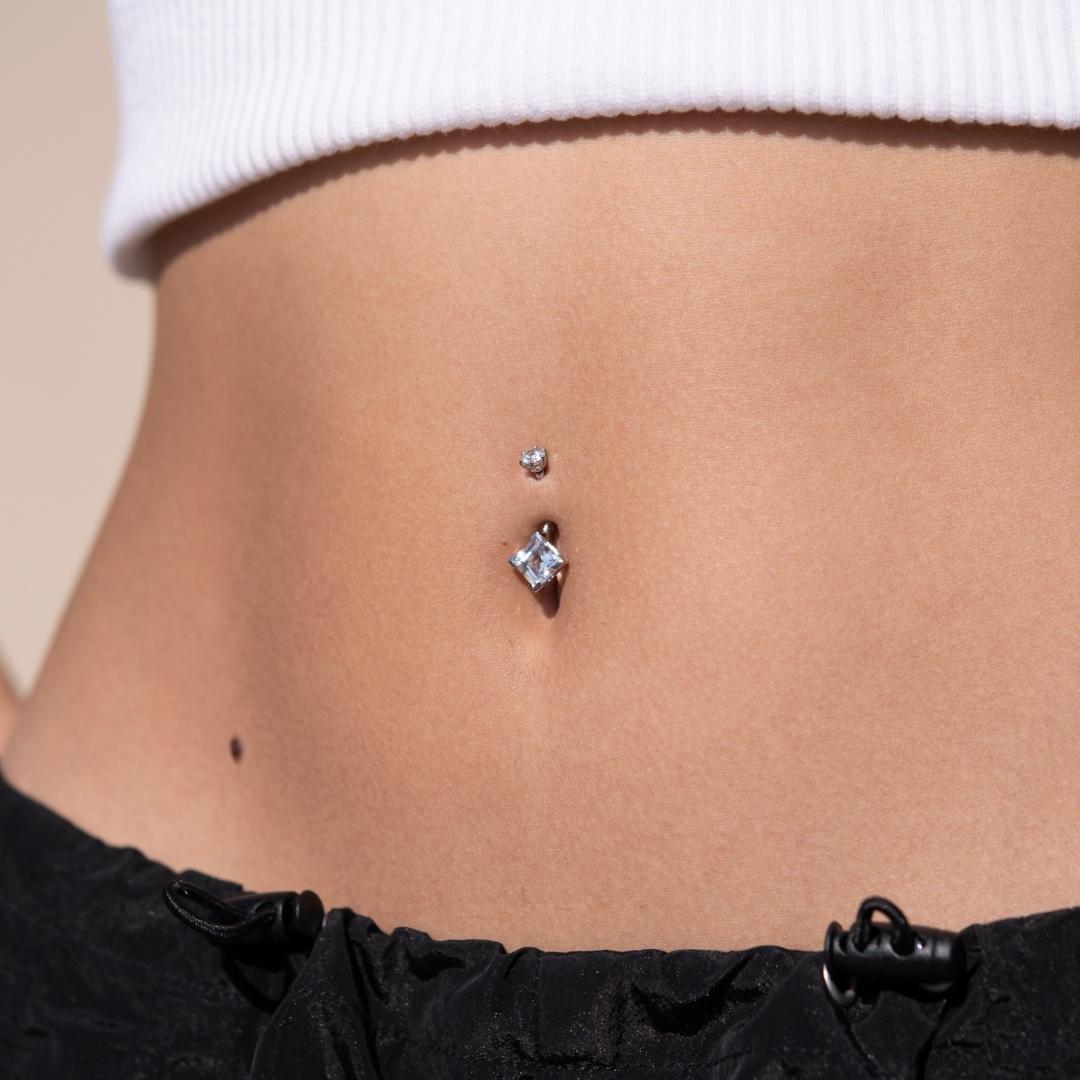 Ash Topaz Belly Ring White Gold - Jolie Co Jewelry
