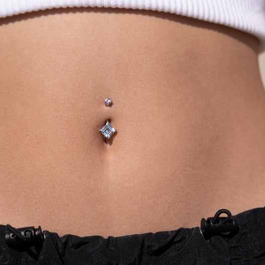 Ash Topaz Belly Ring White Gold - Jolie Co Jewelry
