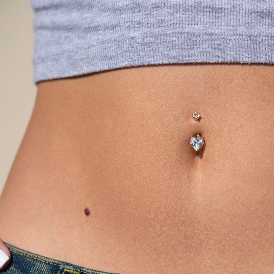 Heart belly button deals piercing