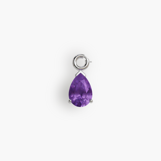 Mini 'Tear' Amethyst Charm Silver - Jolie Co Jewelry