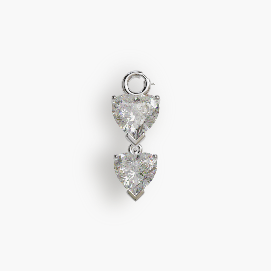 Duo 'Heart' 1.8 ct. Moissanite Charm Silver - Jolie Co Jewelry