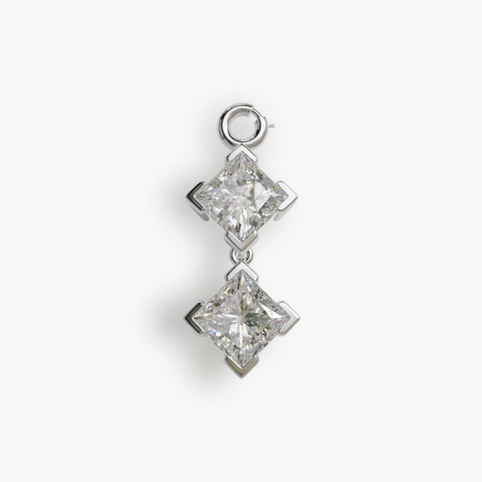 Duo 'Ash' 1.9 ct. Moissanite Charm Silver - Jolie Co Jewelry